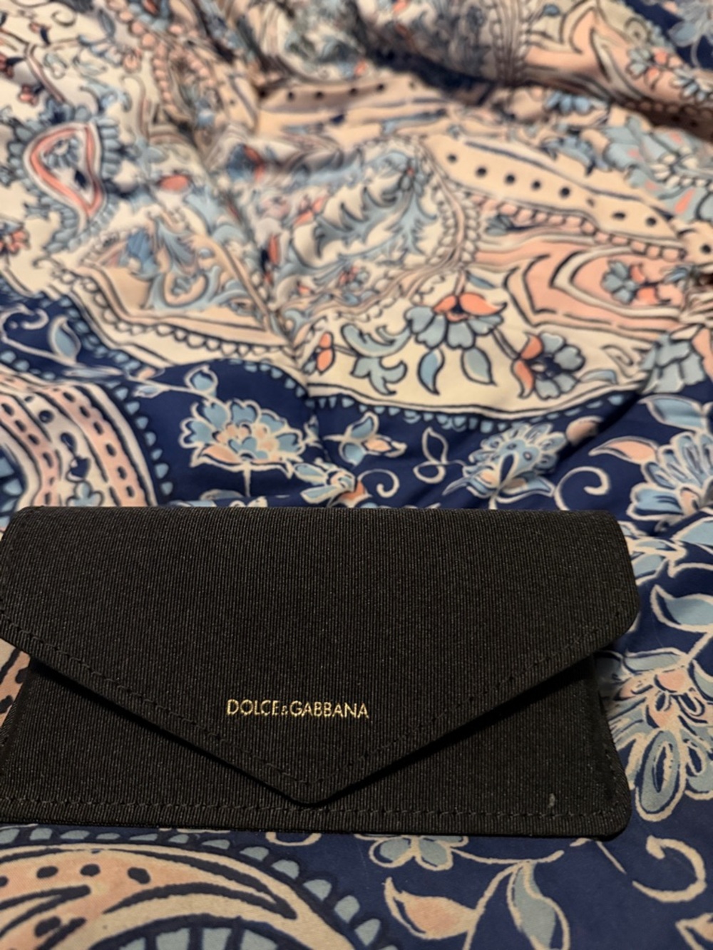 Dolce & Gabbana Black Envelope Card Holder with Gold Logo